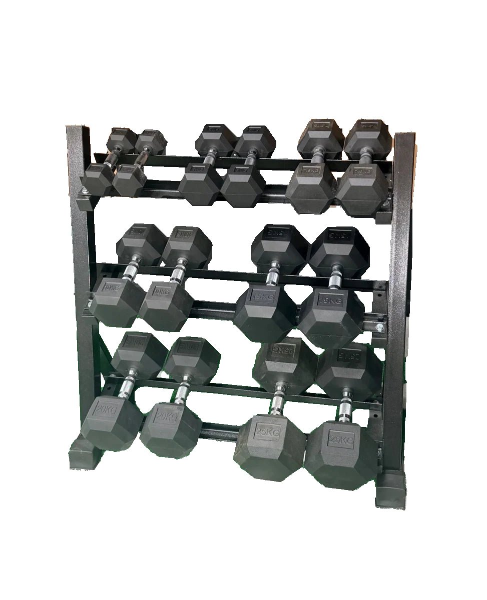 2.5kg-25kg Hex Dumbbell Package + Stand (7 Pairs) - BlackBear Fitness
